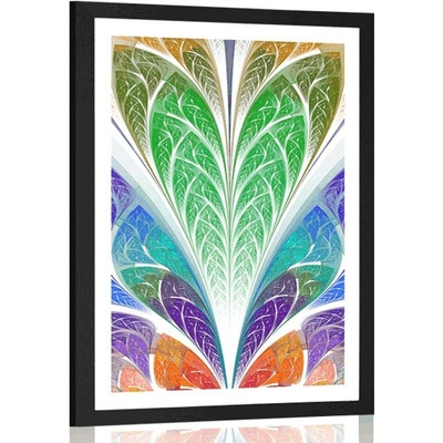Plakát s paspartou abstrakce barevného skla - 20x30 silver