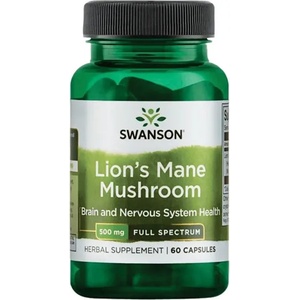 Swanson Lion's Mane Mushroom, 500 mg, 60 капсули, Swanson (SW1096)