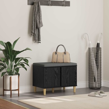 vidaXL Пейка за коридор с възглавница Черния дъб 60 x 38 x 46 см (891521)