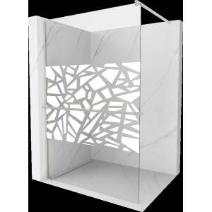 Mexen Kioto+ душекранна стена с рафт Walk-in 90 x 200 cm, бял модел, матиран никел - 800-090-121-97-85 (800-090-121-97-85)
