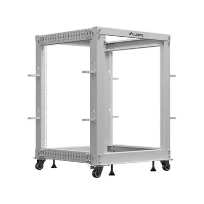 Lanberg Комуникационен шкаф, Lanberg open rack 19" 15U 600x600-1100 adjustable, grey (OR01-6115-S)