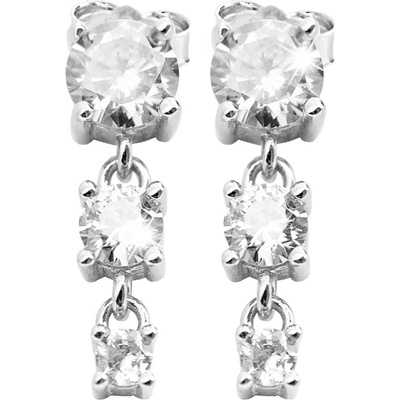 JSB bijoux s.r.o. Stříbrné náušnice puzety tři Kubické zirkony postupně se zmenšující Crystal (Stříbro 925/1000)