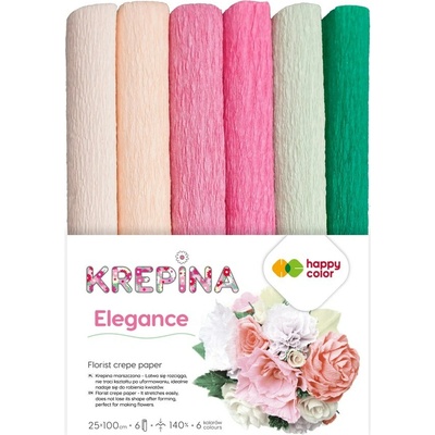 Krepový papier Happy Color 25x100 cm - mix 6 farieb Elegance