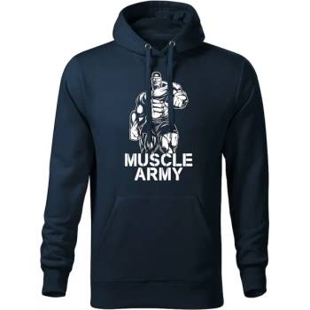 DRAGOWA мъжки суитшърт с качулка Muscle Army Man, тъмносин, 320г/м2 (5758)