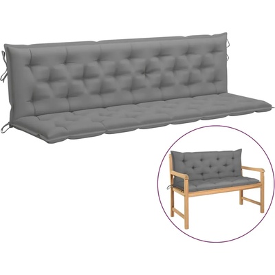 vidaXL Възглавница за градинска пейка сива 200x(50+50)x7 см оксфорд (315041)