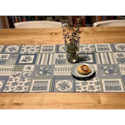 Toscana Valery Ubrus a šál PATCHWORK modrý 40x100cm