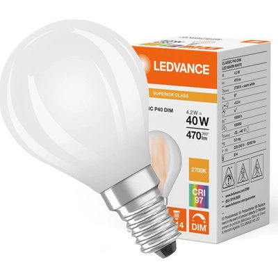 LEDVANCE Žárovka LED CLP40D E14 4,2W/927 ilumka FILAMENT DIM CRI97 FR matná