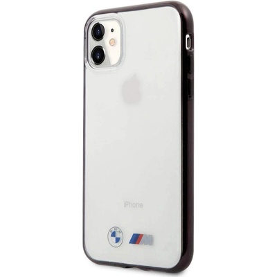 BMW M Metallic Black Edges Hard Case - хибриден удароустойчив кейс за iPhone 11 (черен-прозрачен)