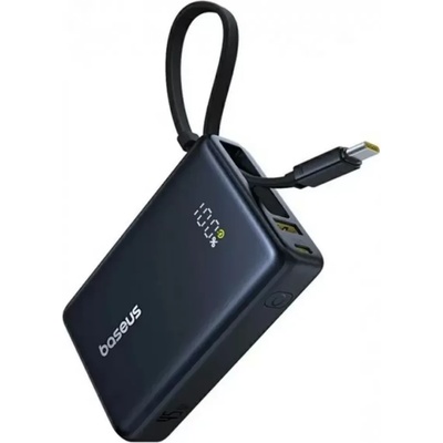 Външна батерия 10000 mAh с вграден USB-C кабел и 1xUSB-C, 1xUSB-A портове - Baseus PicoGo Digital Display Power Bank With USB-C Cable 45W 10000mAh (черен) (P10076803123-00)