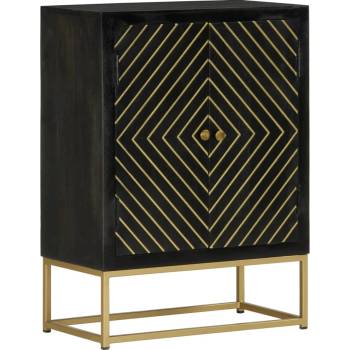 vidaXL Бюфет с 2 врати, черно и златисто, 55x30x75 см, манго масив (352042)