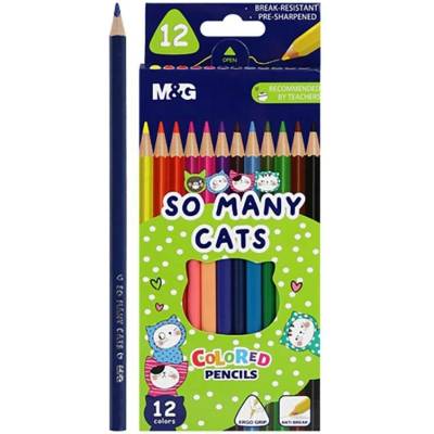M&G Pastelky trojhranné So Many Cats sada 12 ks 450873