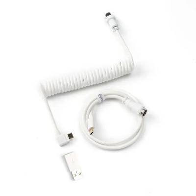 Кабел за клавиатура Keychron Coiled Aviator Cable Angled USB-C - White (KEYCHRON-ACC-Cab-9)