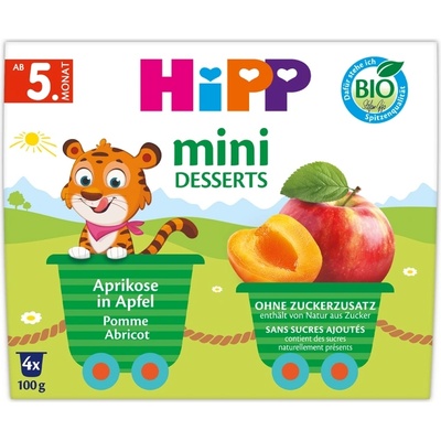 Hipp БИО десерт Кайсия и Ябълка 4 х 100г
