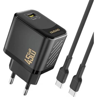 Dudao A28C мрежово зарядно устройство с Type-C конектор, 45 W, PD бързо зареждане + кабел Type-C, ЧЕРНО GP-190609 (GP-190609)