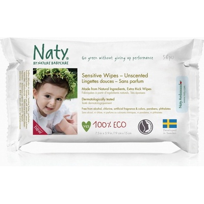 ECO vlhčené ubrousky Naty Nature Babycare bez vůně pro citlivou pokožku 56 ks