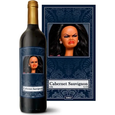 Sablio Nahnevaná Barbie - Meme Barbie Cabernet Sauvignon Červené víno 12 % 0,75 l (holá fľaša)