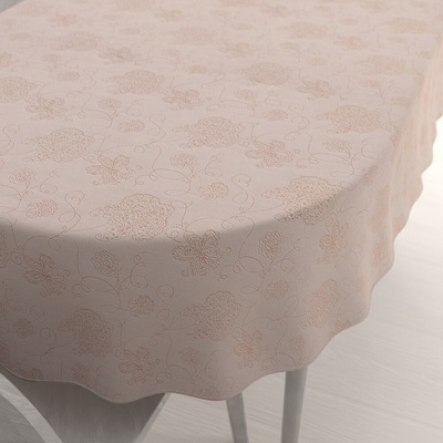 Biante Teflonový oválný ubrus TF-129 Hnědé květované ornamenty na šedobéžovém 100x160 cm