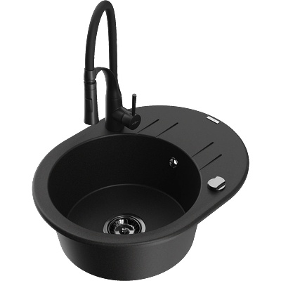 Mexen Kevin гранитна мивка с 1 отделение с отцедник и кухненски смесител (6517-77-73450-70-B)