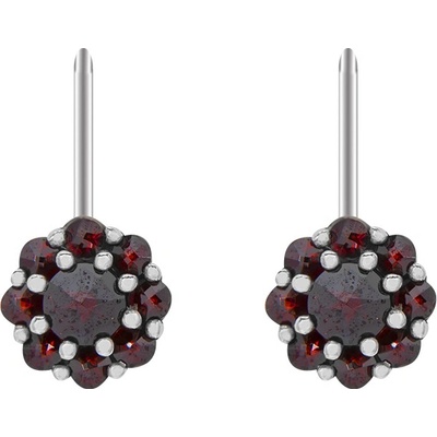 Český granát náušnice stříbrné 130548