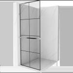 Mexen Kioto+ L стена за душ с рафт Walk-in 90 x 200 см, черна решетка, хром - 800-090-123-01-77 (800-090-123-01-77)