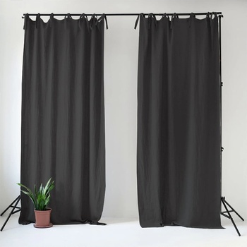 Linen Tales Тъмносива ленена завеса с примки Night Time, 250 x 140 cm - Linen Tales (LT-CURTNTIE-140x250-DG)