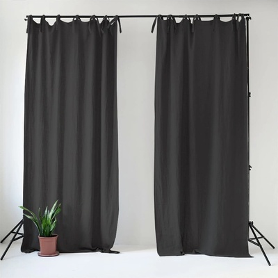 Linen Tales Тъмносива ленена завеса с примки Night Time, 250 x 140 cm - Linen Tales (LT-CURTNTIE-140x250-DG)
