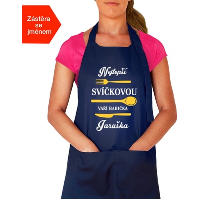 Kariban Zástěra pro babičku Nejlepší svíčkovou vaří babička Tmavě modrá Navy
