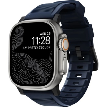 Nomad Силиконова каишка за Apple Watch 42мм, 44мм, 45мм, 46мм, Ultra, Ultra 2 49мм - Nomad Rugged Strap (син-черен) (NM01295785)