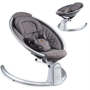 Hot Mom Cotton Baby Rocker електрическа бебешка люлка, 5 степени на люлеене, Bluetooth, тъмносива (BB200)