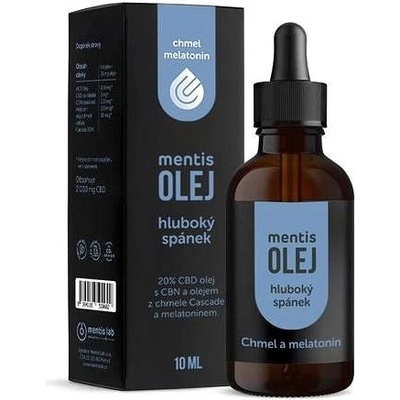 Mentis 20% CBD olej pro hluboký spánek s chmelem a melatoninem 10 ml