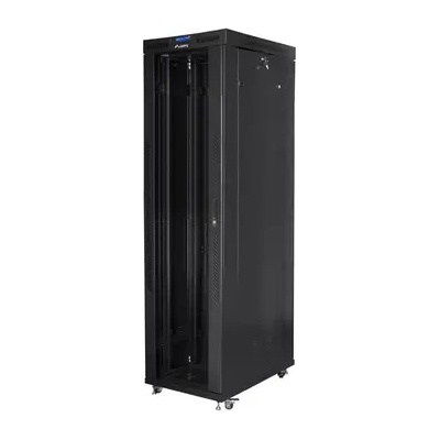 Lanberg Комуникационен шкаф, Lanberg rack cabinet 19" free-standing 47U/800x1000 (flat pack) with glass door lcd black v2 (FF01-8047-12BL)