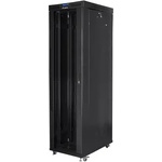 Lanberg Комуникационен шкаф, Lanberg rack cabinet 19" free-standing 47U/800x1000 (flat pack) with glass door lcd black v2 (FF01-8047-12BL) - xtreme