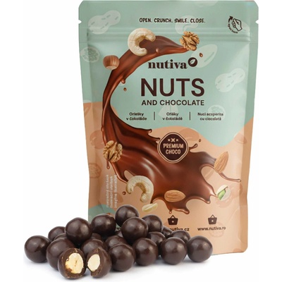 NUTIVA Lieskové orechy v horkej čokoláde 200 g