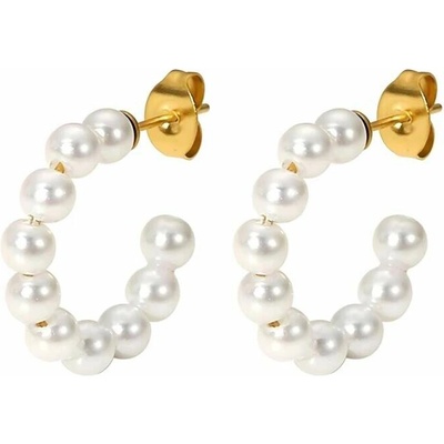 Glanzio náušnice Pearl Hoop 88211