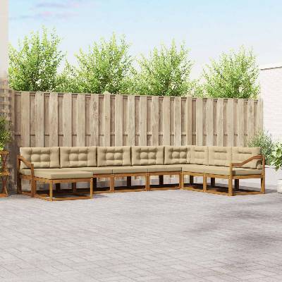 vidaXL Комплект дивани за открито 8 pcs Натурален и Бежов (3368016)