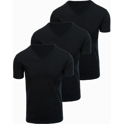 Ombre Clothing Мъжки памучни тениски BASIC с V-образно деколте - 3x черна V9 OM-TSBS-0281 (3x BLACK) Ombre Clothing Ombre Clothing | Cheren | МЪЖЕ | S