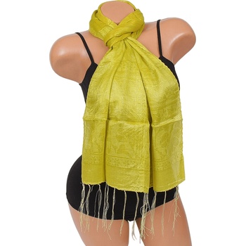 Image 1 of Стилен дамски шал в жълто-зелен цвят с ламе