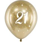 Party Deco Латексови Балони Хром, Злато с Бял Печат 21, 30см - (1 пакет / 6 бр. ) (chb14-1-21-019-6)