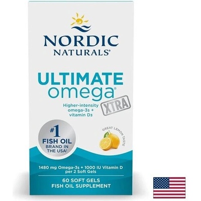 Nordic Naturals Ultimate Omega Xtra ултимат омега-3 740 mg + витамин D3 1000 IU, 60 софтгел капсули с вкус на лимон, Nordic Naturals (01799 NN)