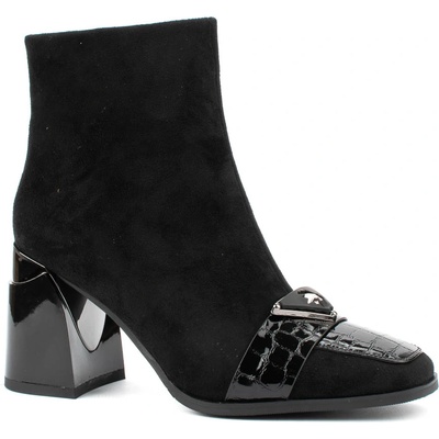 Черни велурени дамски боти на ток ЕЛИЗА