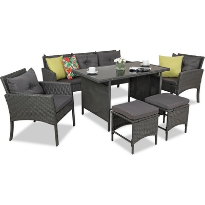 Garden Point GAP121 Zahradní technorattanový nábytek Bari 7 antracit – Zbozi.Blesk.cz