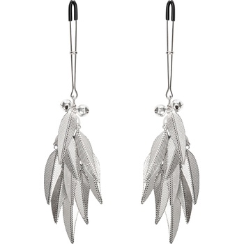 Rimba Bondage Play Nipple Clamps with Feathers Silver