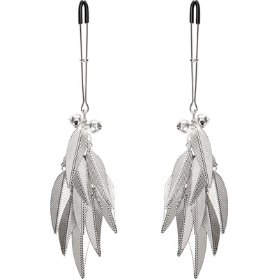 Rimba Bondage Play Nipple Clamps with Feathers Silver