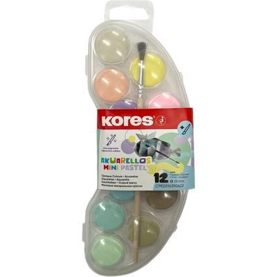 Kores Akuarellos vodové barvy mini pastel 12 barev 25 mm + štětec – Zboží Dáma