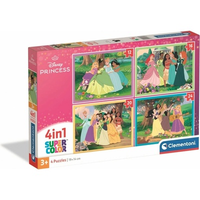 Clementoni sada 4v1 Disney princezné 12,16,20,24 dielov