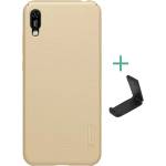 Nillkin Huawei Y6 2019 NILLKIN SUPER FROSTED пластмасов калъф за телефон с гумирана, грапава повърхност + настолна стойка, ЗЛАТО (GP-87074)