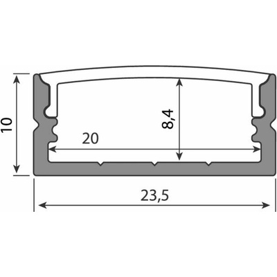 ML-761.352.43.1 Přisazený hliníkový profil černý PF, 24x10 mm, včetně mléčného difuzoru, 1 m