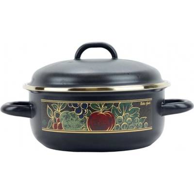 BELIS Smaltovaný rendlík se skleněnou poklicí 16 cm - 1.25 l - GOLD