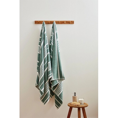 Homelife Pack of 2 Stripe Bath Sheets - Sage