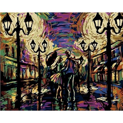 zuty Malování Podle Čísel Zamilovaný Pár Pod Deštníkem 40 x 50 Cm Plátno Rám